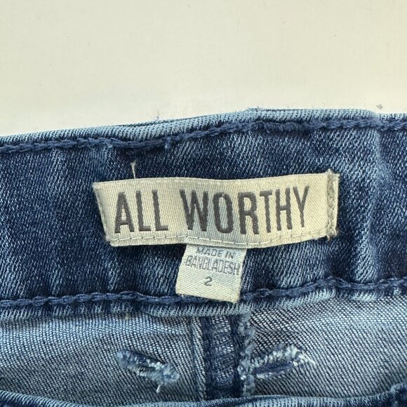 All Worthy Flare Women's size 2 Dark Wash Blue Denim Jeans - Picture 3 of 5